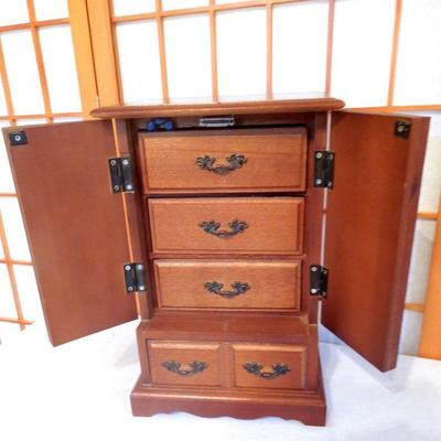 Lot 153: Wooden Jewelry Box and Vintage Jewelery