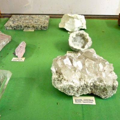 Lot 114: Large Group of US Rough Gems and Minerals in Display Case