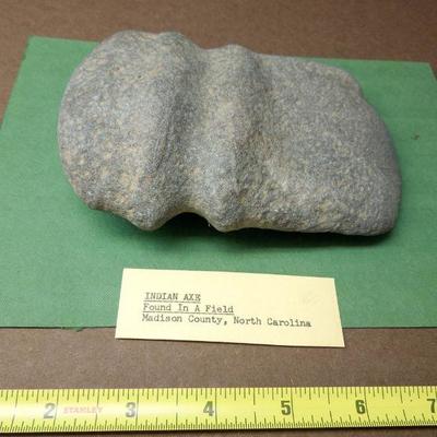 Lot 276: Large NC Cherokee Nation et al Relics and Arrowheads in Glass Case