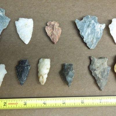 Lot 276: Large NC Cherokee Nation et al Relics and Arrowheads in Glass Case