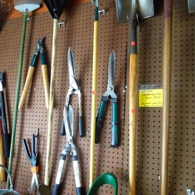 Lot 240: Large Group of Gardening and Lawn Tools Blower and Tool Belt