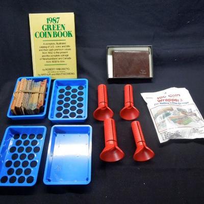 Lot 145: Coin Sorting Tubes, Sorting Trays and Money Related Items