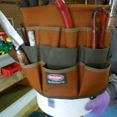 Lot 240: Large Group of Gardening and Lawn Tools Blower and Tool Belt