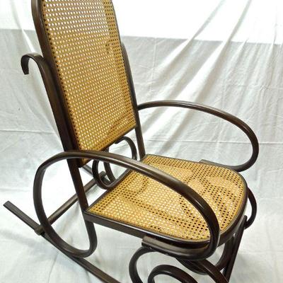 Lot 58: Vintage Bentwood Rocking Chair Caned Seat and Back