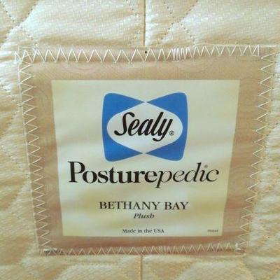 Lot 158: Twin Bed Frame, Pillow Top Mattress Set, Down Comforter and Curtains
