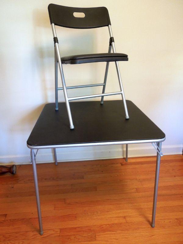 Lot 181 Cosco Card Table And 4 Folding Chairs Estatesales Org
