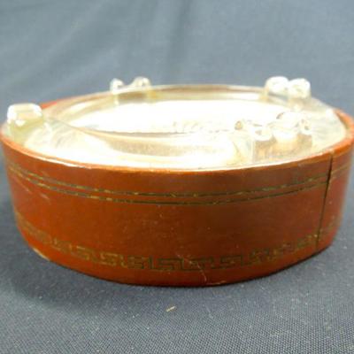 Lot 144: Group of Vintage Ashe Trays and Leather Desk Blotter