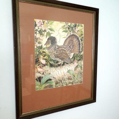 Lot 193: Vivid 27" w x 32" Ruffle Grouse Framed Print by S.E. Middleton