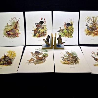Lot 46: Vintage Field and Stream Portfolio of Game Birds and Bookends