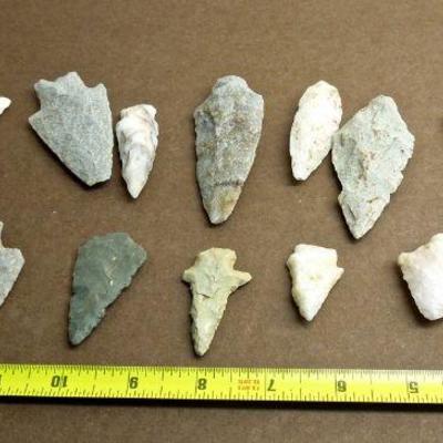 Lot 276: Large NC Cherokee Nation et al Relics and Arrowheads in Glass Case