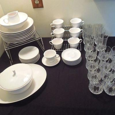 Item 171: Vintage Franciscan Ironstone Dishes and Cutglass Drinking Glasses