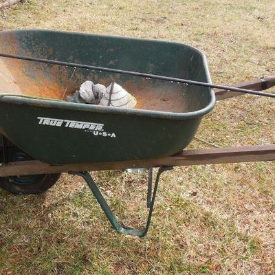 Lot 254: True Temper Wheel Barrow and Yard Art