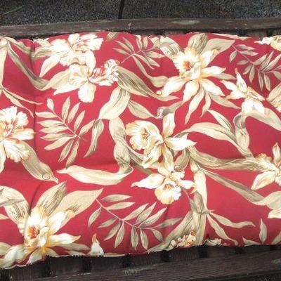Lot 253: Group of Outdoor Cushions and Wooden Chaise Lounger
