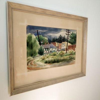Lot 191: Vintage Framed Watercolor Black Mountain Depot by W.S. Dougherty