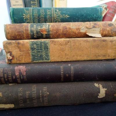 Lot 201: Group of Antique Vintage Books and Antique Brass LegTripod