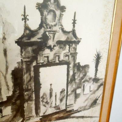 Lot 190: "Baroque Deerway" Framed Watercolor by John Hulse