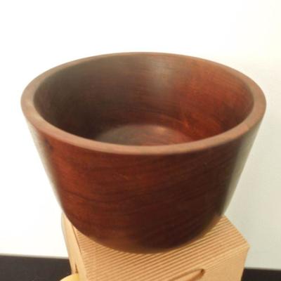 Lot 214: Vintage Celadon Etched Teapot, Woven Vine Mat and Turned Walnut Bowl