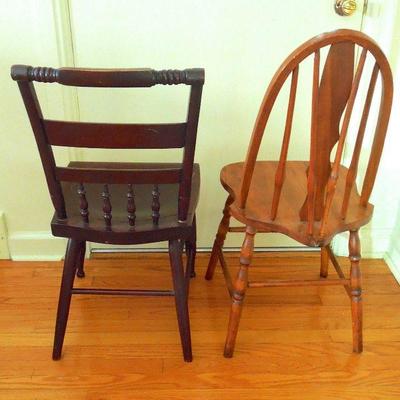 Lot 81: Two Antique Wooden Chairs Windor and Spindle