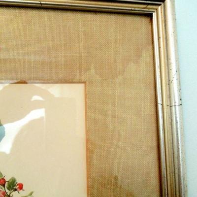 Lot 208: Vintage Framed Originals and Antique Glass