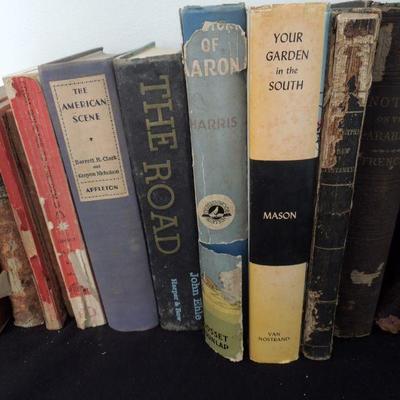 Lot 201: Group of Antique Vintage Books and Antique Brass LegTripod