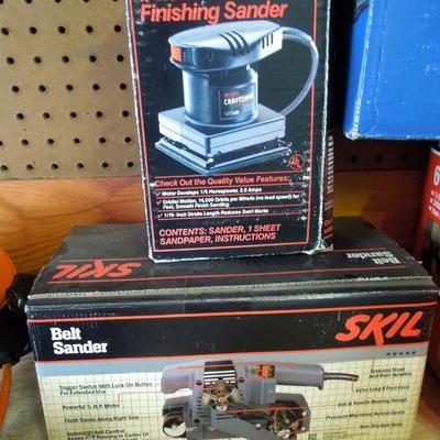 Lot 245: Large Lot of Power Tools in Boxes, Old Metal Tool Box and more