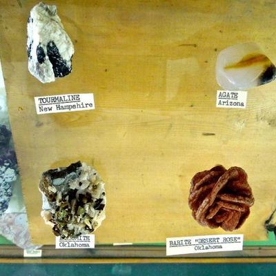 Lot 114: Large Group of US Rough Gems and Minerals in Display Case
