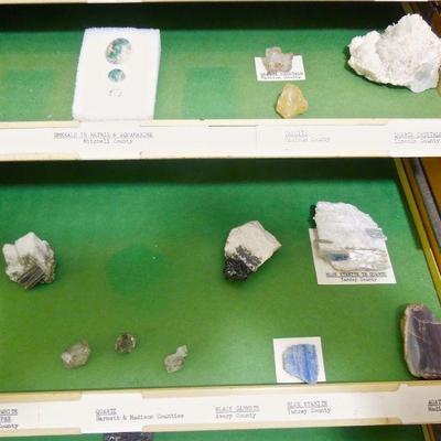 Lot 118: North Carolina Rough Gems and Minerals  in Display Case 