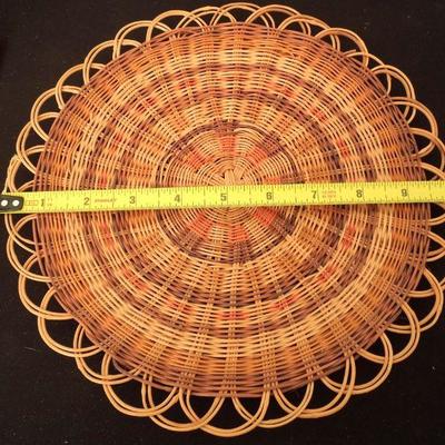 Lot 214: Vintage Celadon Etched Teapot, Woven Vine Mat and Turned Walnut Bowl