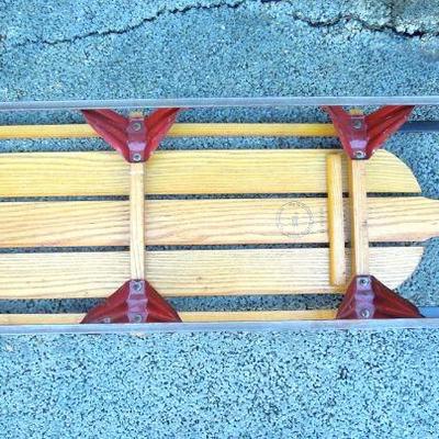 Lot 222: A Vintage Belknap Wooden Sled with Steel Gliders