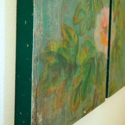 Lot 159: Triptych Wood Wall Art Exotic Birds