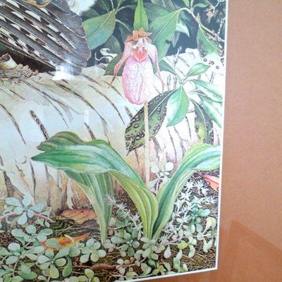 Lot 193: Vivid 27" w x 32" Ruffle Grouse Framed Print by S.E. Middleton