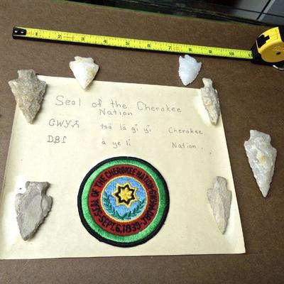 Lot 276: Large NC Cherokee Nation et al Relics and Arrowheads in Glass Case
