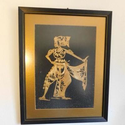 Framed Asian Dancer Made From Pacific Wood