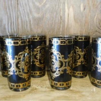 Set of 8 Asian Design Painted Drinking Glasses
