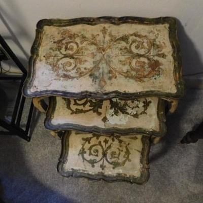 Set of Sturdy Flortentine Nesting Tables Marked Italy 
