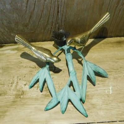 Brass Birds on a Branch Decorative Kenzan Base