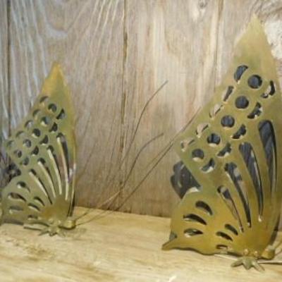 Set of Three Various Size Brass Butterfiles
