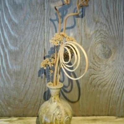 Ikebana Arrangement in Pottery Bell Vase with Intact Clapper 5