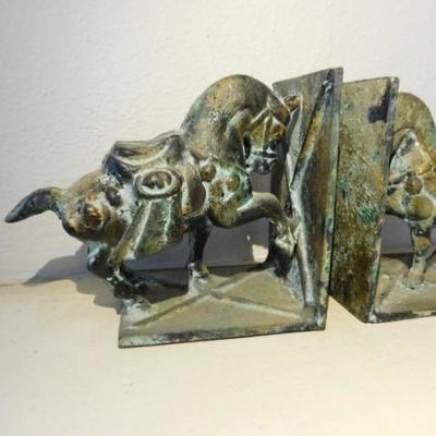 Vintage Toyo Armored Warrior Horse Metal Bookends 5