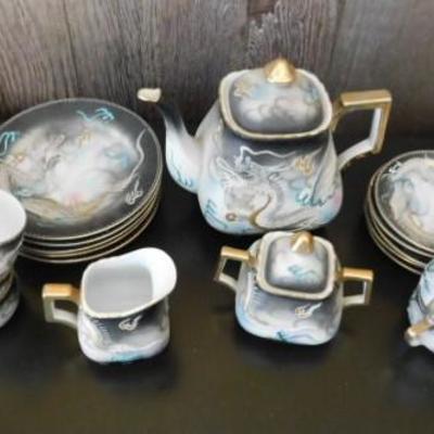 18 Piece Vintage Moriage Japanse Hand Painted Dragon Ware Tea Set
