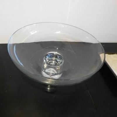 Beautiful Clear Art Glass Footed Bowl 12