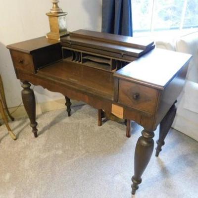 Antique Library Desk with Gallery 40