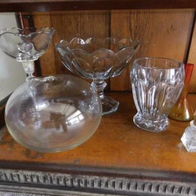 Collection of Crystal, Pressed Glass, and Color Glass Items