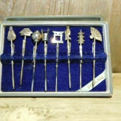 Vintage Sakai Sterling Silver Figural Skewer Picks