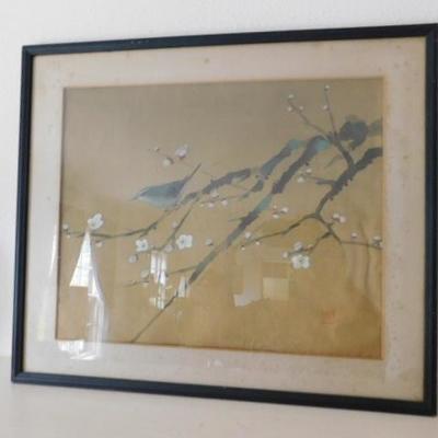 Asian Bird on Blossoming Branch Framed Art 20