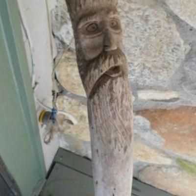 Hand Carved Wood Gnome Walking Stick 37
