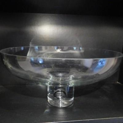 Beautiful Clear Art Glass Footed Bowl 12
