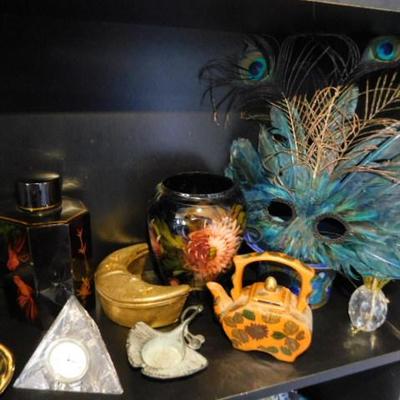 Collection of Colorful Asian Trinkets, Shelf Sitters, Etc