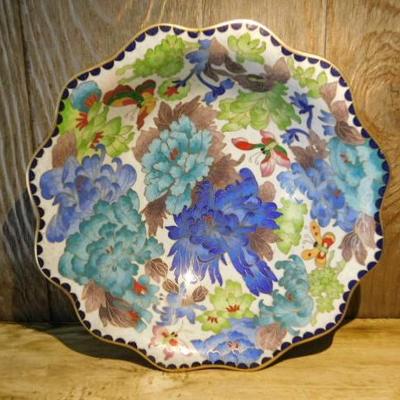 Colorful and Bright Butterfly and Flowers Cloisonne Open Bowl 10
