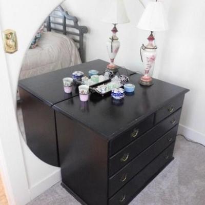 Vintage Black Finish Two Over Three Dresser with Accent Mirror 39